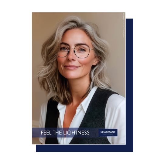 Campaign Image Visual of a woman wearing CHARMANT Titanium Perfection eyewear