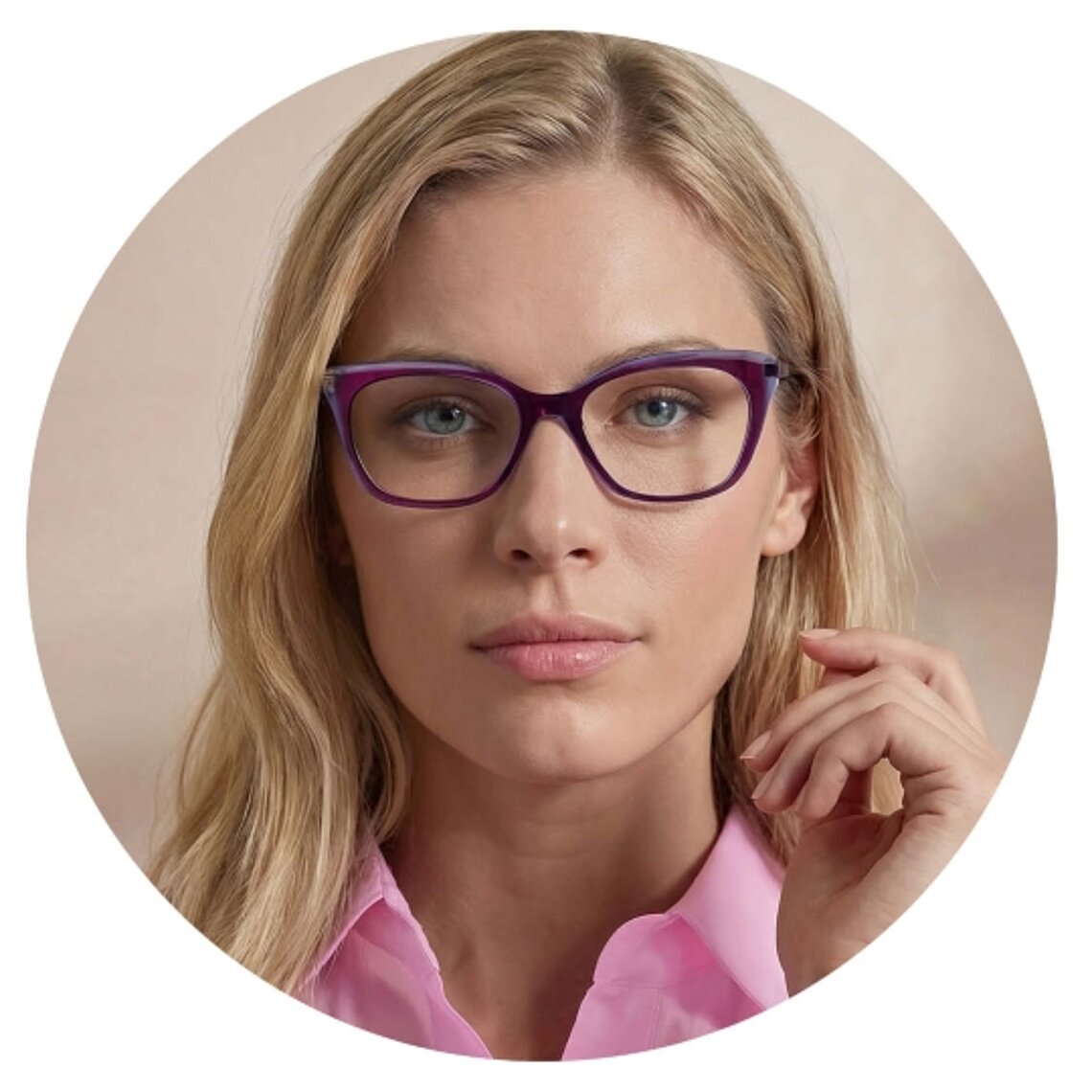 Woman wearing Isaac Mizrahi New York optical glasses
